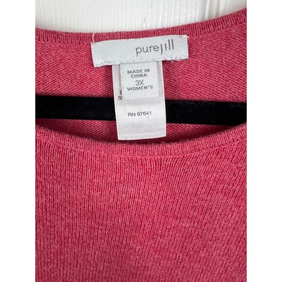 PureJill Cotton Cashmere Blend Knit Top Dolman Sleeve Pink Pocket Sweater 3X - Picture 4 of 10